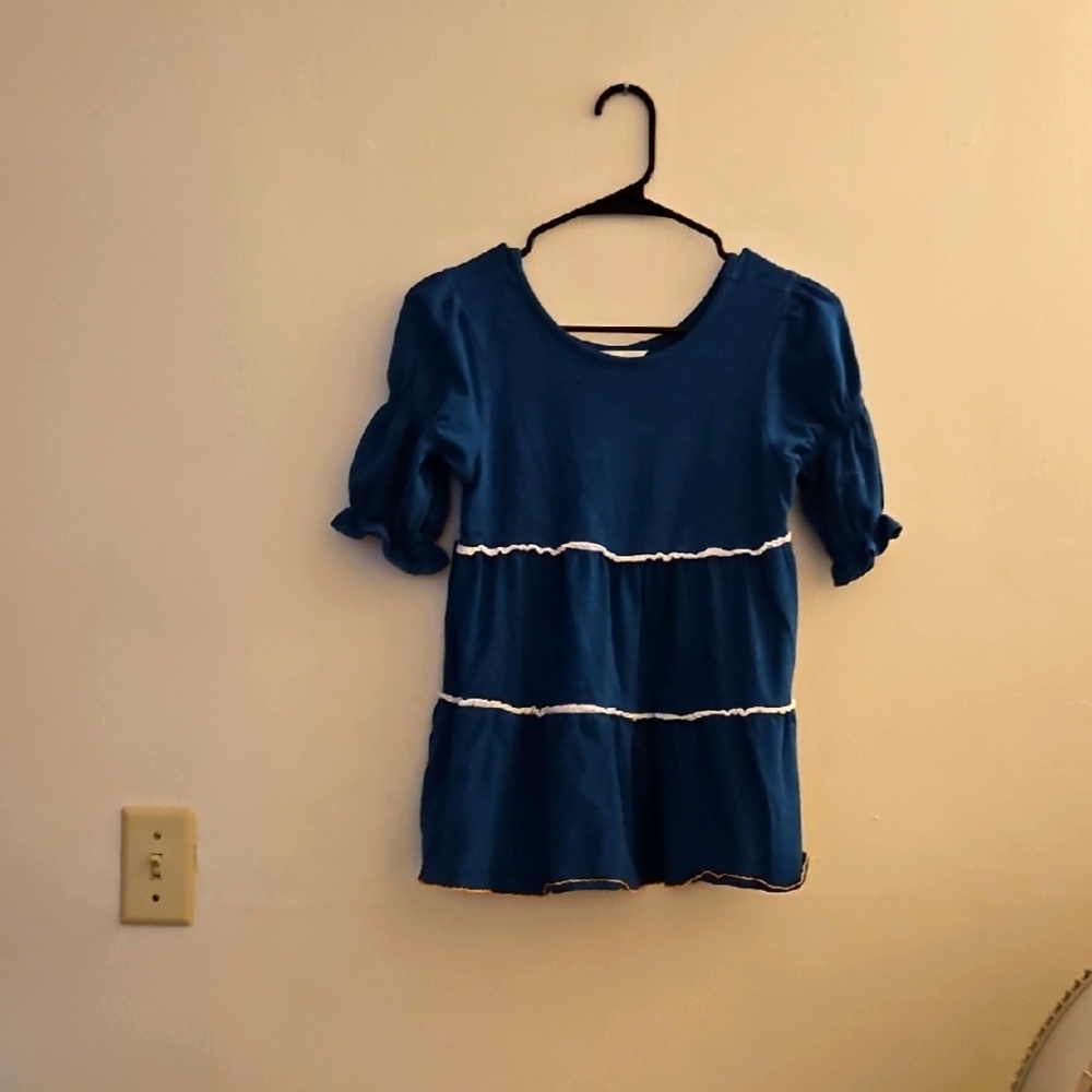 Blue Women's Top‎ with White Accents